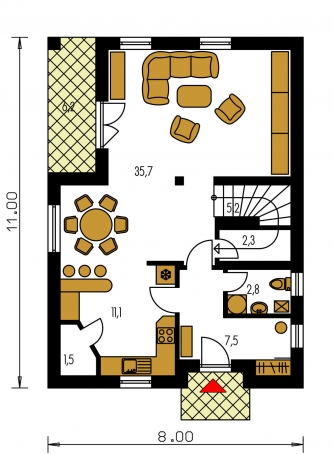 Floor plan of ground floor - KOMPAKT 43
